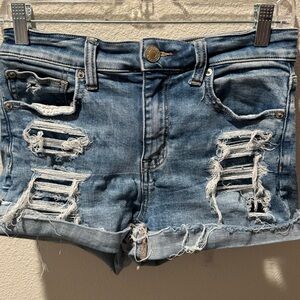 American Eagle Distressed Blue Denim Shorts